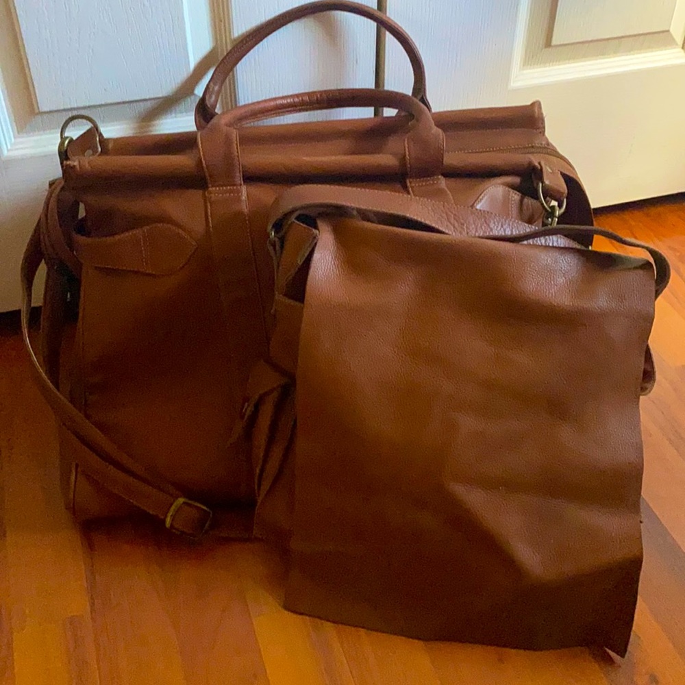 Vintage Mary Poppins Leather Weekender w/Crossbody